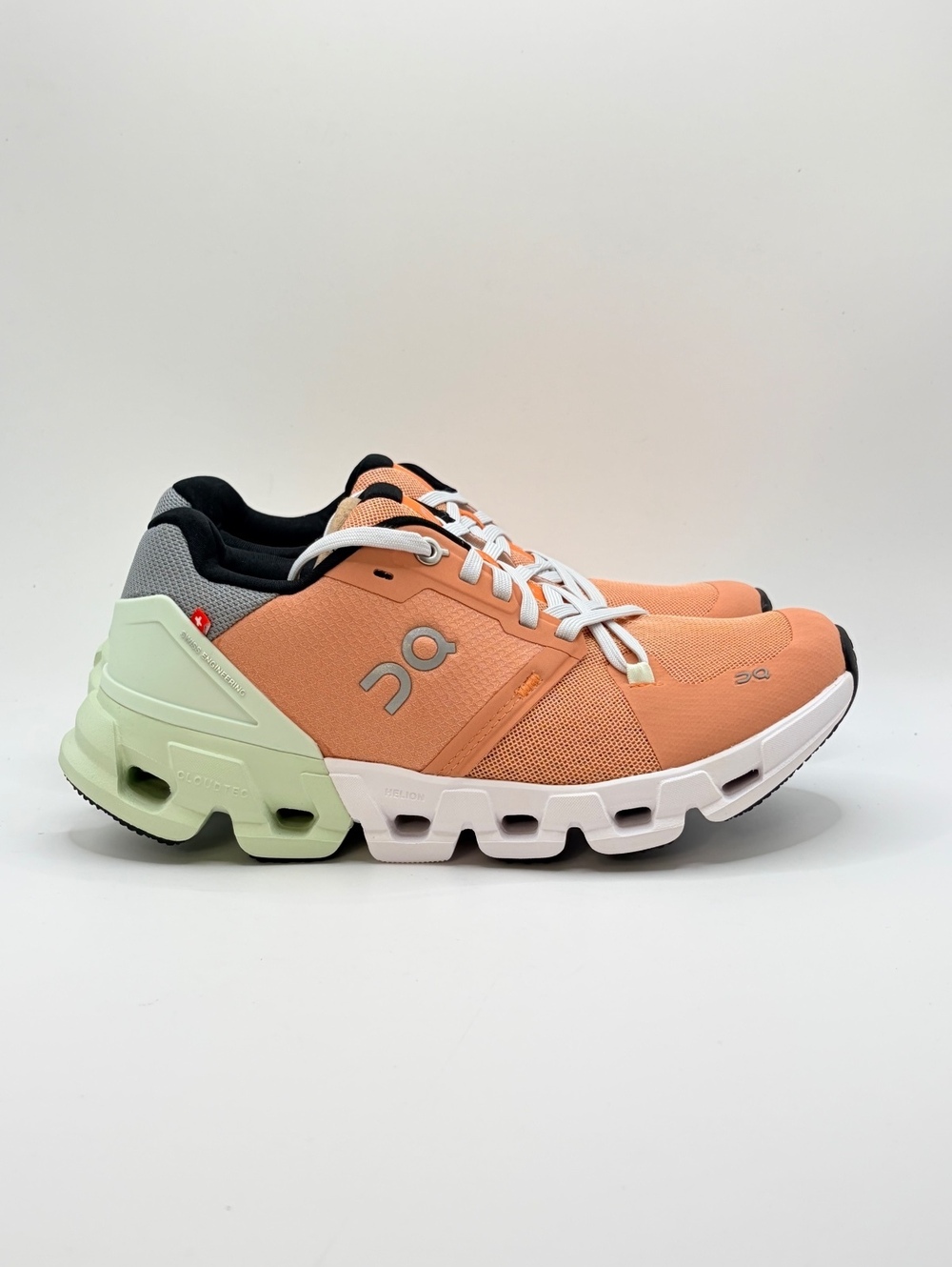 On Cloudflyer 4 Women's Running Shoes in Peach/Aloe, Size US 6
